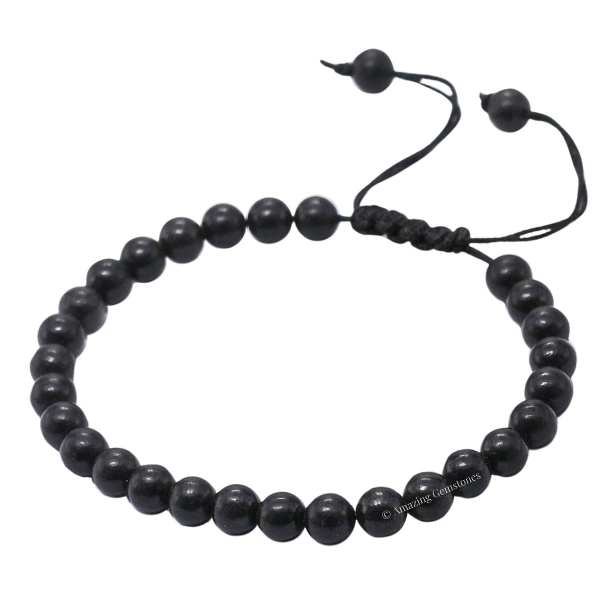 Amazing Gemstone Shungite Bracelet, Gifts For Men & Women - Protection Healing Crystal Bracelet - 6mm Gemstone Beaded Adjustable Bracelet, Pulseras Para Hombres Mujer Stocking Stuffers