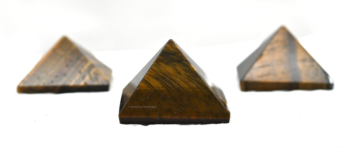 Amazing Gemstone Tigers Eye Pyramid Crystal Healing Stones - 1" Great Pyramid Figurine of Natural Stone Pyramid for Meditation, Reiki, Chakra Balancing and Crystal Pyramids Grid