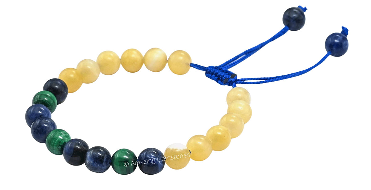 Amazing Gemstone Diabetic Support Bracelet - Yellow Calcite Sodalite Malachite Bracelet Set for Men Women Healing Calming Anxiety Stress Relief Gifts Pulseras Para Hombres Mujer Stocking Stuffers