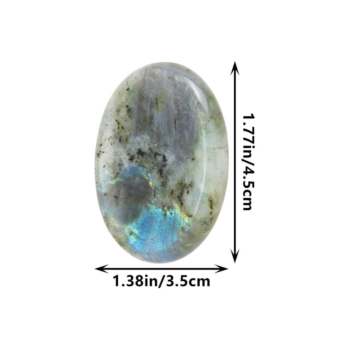 Nvzi Worry Stones Labradorite Stones, Chakra Crystals and Healing Stones, Oval Palm Stone, Thumb Stone, Crystals for Beginners, Spiritual Gifts for Women, Meditation Accessories (1PCS)