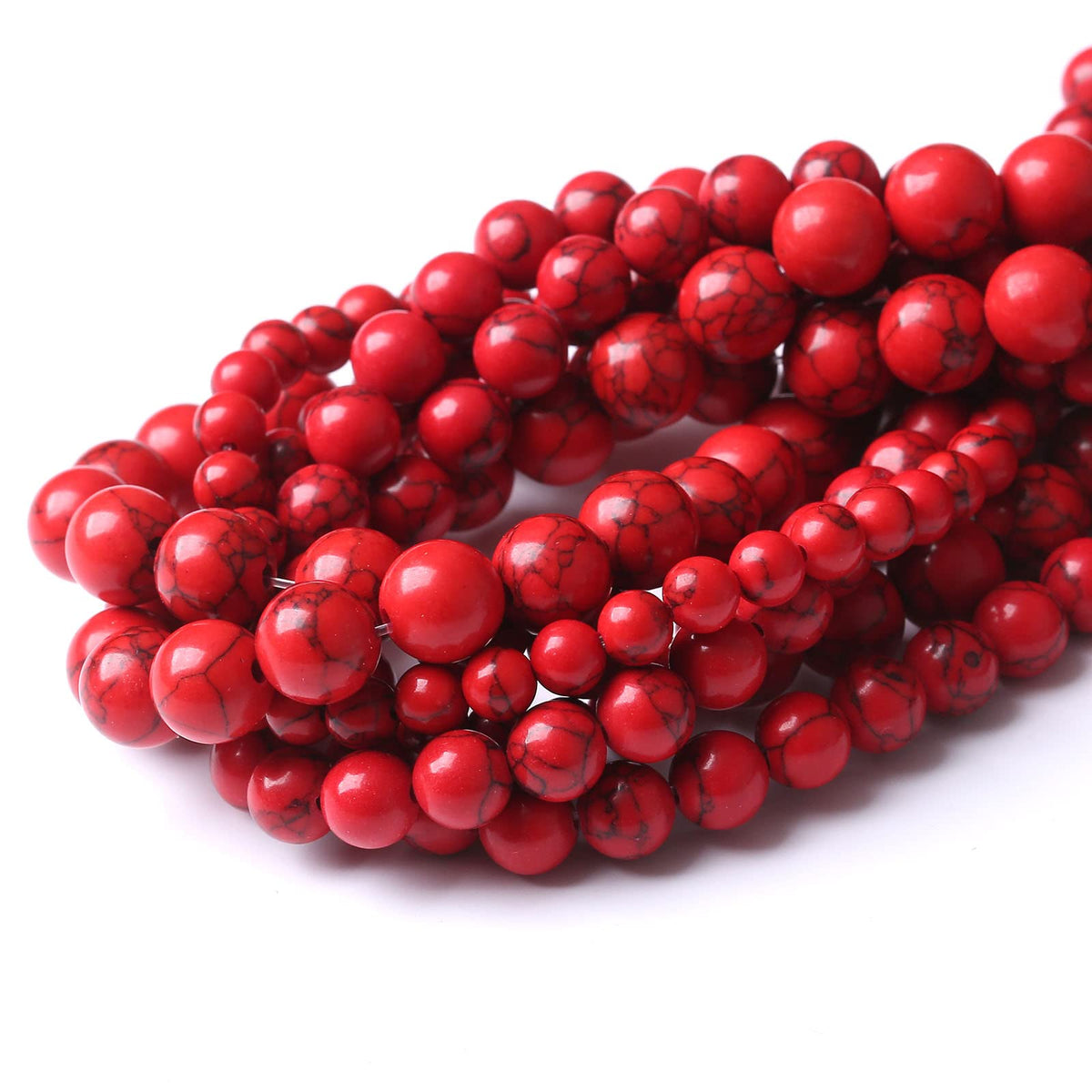 32PCS 12MM Beads Red Turquoise Beads with Mother-of-Pearl Round Loose Beads Natural Gem Beads for Jewelry Making 15"