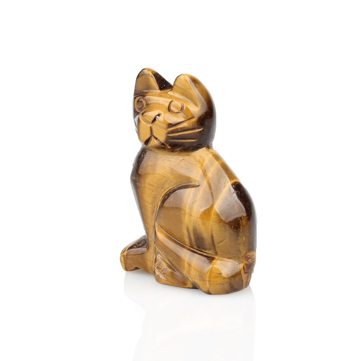 Yellow Tiger Eye Natural Stone 2.0inch Cat Statue Feng Shui Crafts Carved Figurine Chakra Carving Healing Reiki