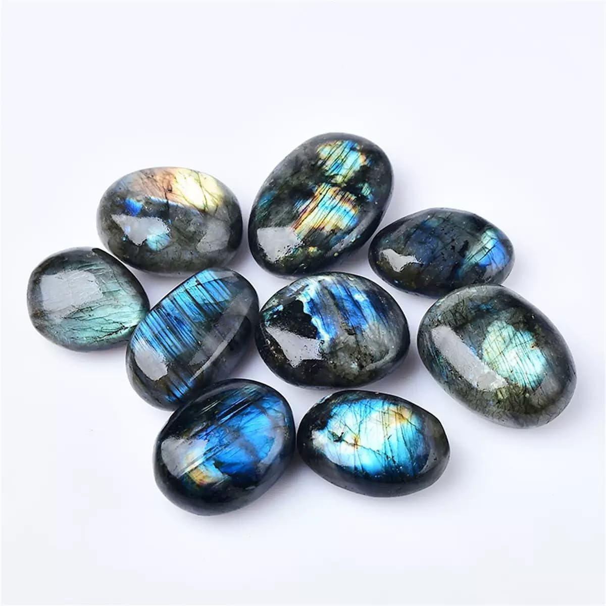 0.5 LB Natural Labradorite Tumbled Stones – Healing Crystals for Energy, Protection & Intuition – Polished Crystals for Reiki, Chakra Balancing, Meditation & Home Décor (10-20mm)