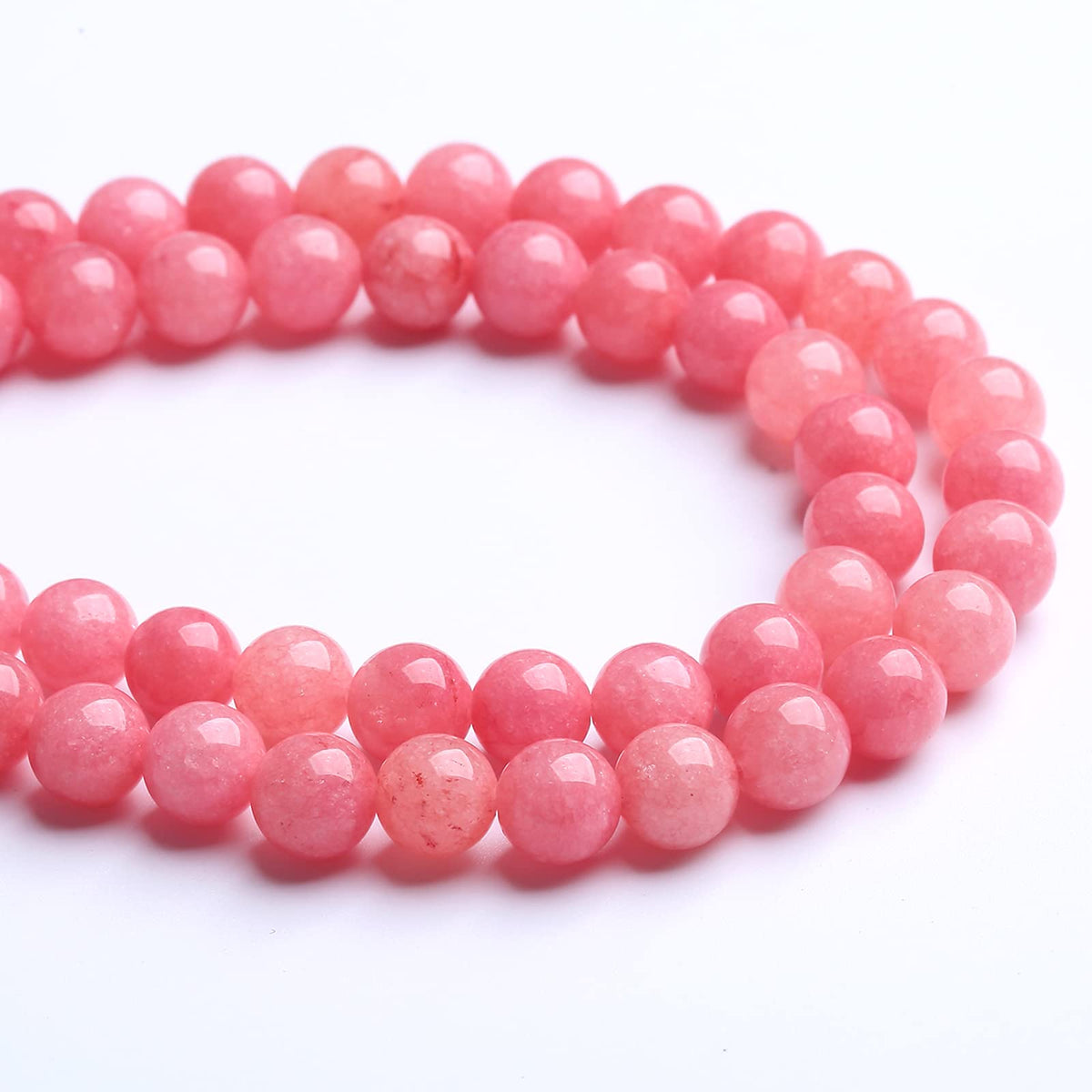 12MM 30PCS Natural Stone Pink Jade Beads Rhodochrosite Chalcedony Beads for Jewelry Making DIY Bracelet 1 Strand