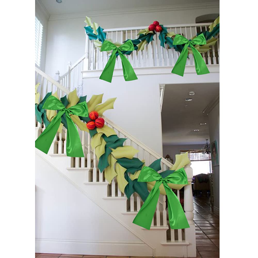 TONIFUL 4 Inch x 22 Yards Wide Green Satin Ribbon Solid Fabric Large Ribbon for Cutting Ceremony Kit Grand Opening Chair Sash Table Car Bows Gift Wrapping Wedding Party Decoration Christmas