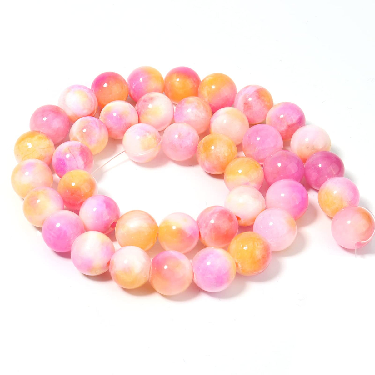 45pcs 8mm Natural Stone Beads Pink Yellow Persian Jade Beads Energy Crystal Healing Power Gemstone for Jewelry Making, DIY Bracelet Necklace