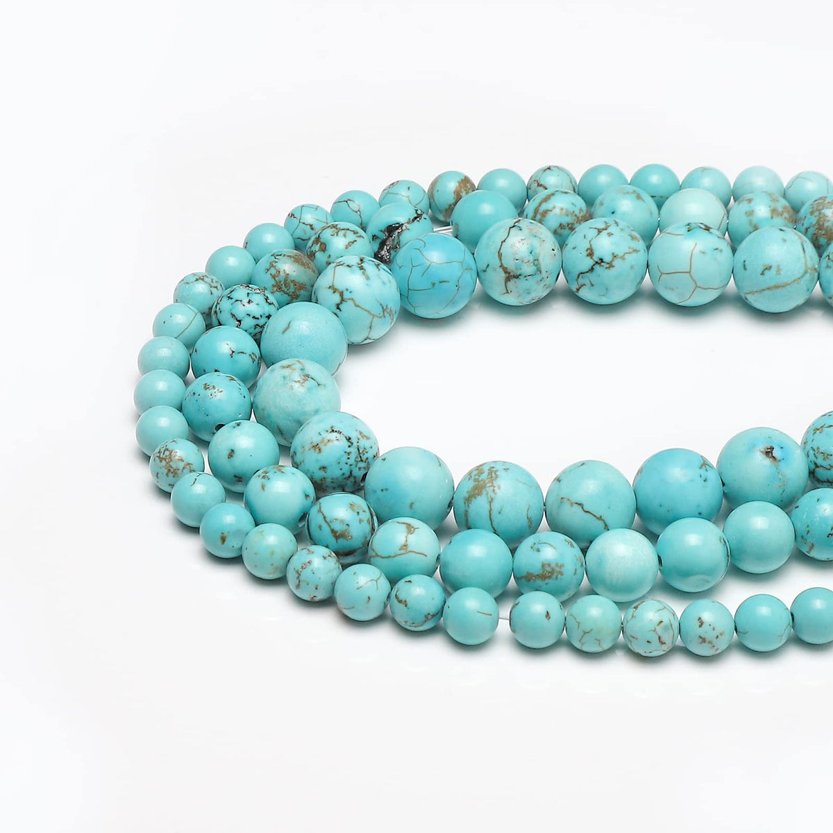 60pcs 6mm Natural Turquoise Gemstone Beads Energy Healing Crystal Round Loose Stone Beads for Jewelry Making, DIY Bracelets Necklaces