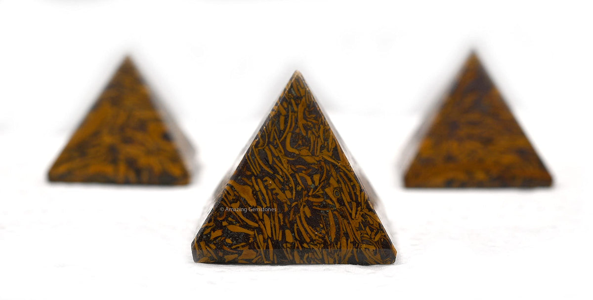 Amazing Gemstone Mariyam Jasper Calligraphy Stone Pyramid Crystal Healing Stones - 1" Great Pyramid Figurine of Natural Stone Pyramid for Meditation, Reiki, Chakra Balancing and Crystal Pyramids Grid