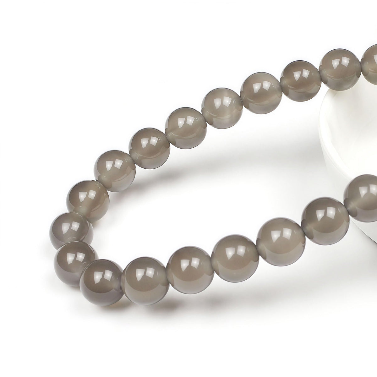 MJDCB 7A Natural Grey Agate Gemstone Round Stone Beads for Jewelry Making DIY Bracelet Necklace (8mm)