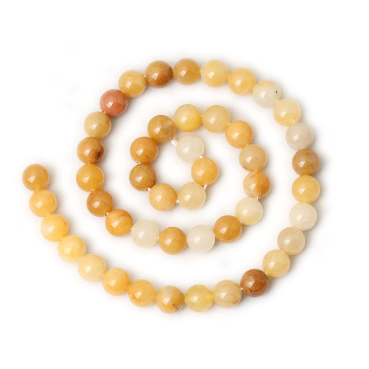 CHEAVIAN 45PCS 8mm Natural Yellow Jade Multi-Color Gemstone Round Loose Beads for Jewelry Making DIY Handmade Materials 1 Strand 15"