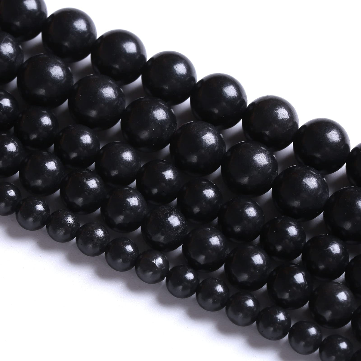 6MM 60PCS Natural Stone Shungite Beads Crystal Loose Beads for Jewelry Making DIY Bracelet