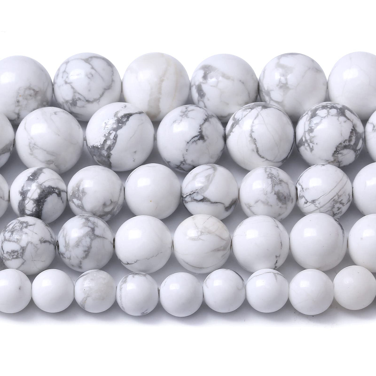 60pcs 6mm AAA Natural Stone Beads White Howlite Turquoises Round Loose Beads for Jewelry Making DIY Bracelet (White Howlite Turquoises, 6mm)