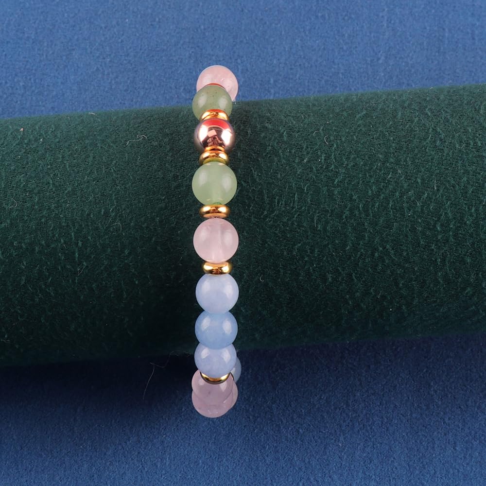 KSQS Healing Stone Bead Bracelet for Women, Natural Gemstones Balance Protection, Spiritual Crystal Beads Anxiety Relief with Meaning Card