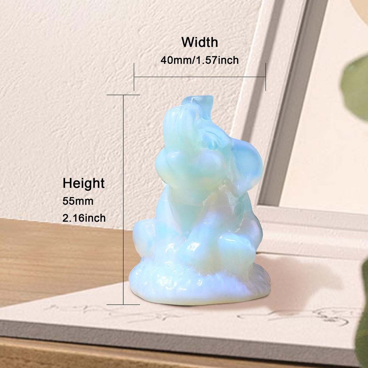 ZHIYUXI 2.2" Opalite Elephant Gifts for Women Encouraging White Elephant Decor Lucky Cute Elephants Figurine Inspirational Gifts for Women