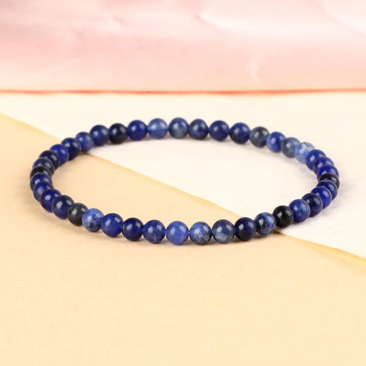 LPBeads Handmade Natural Gemstone Stretch Elastic 4mm Blue Sodalite Bracelet Healing Crystal Round Stone Beads Jewelry Gifts for Women Men