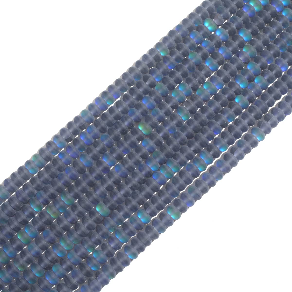 5x8mm Grey Matte Aurora Crystal Glass Beads Loose Rondelle Disc Beads Frosted Moonstone for Jewelry Making
