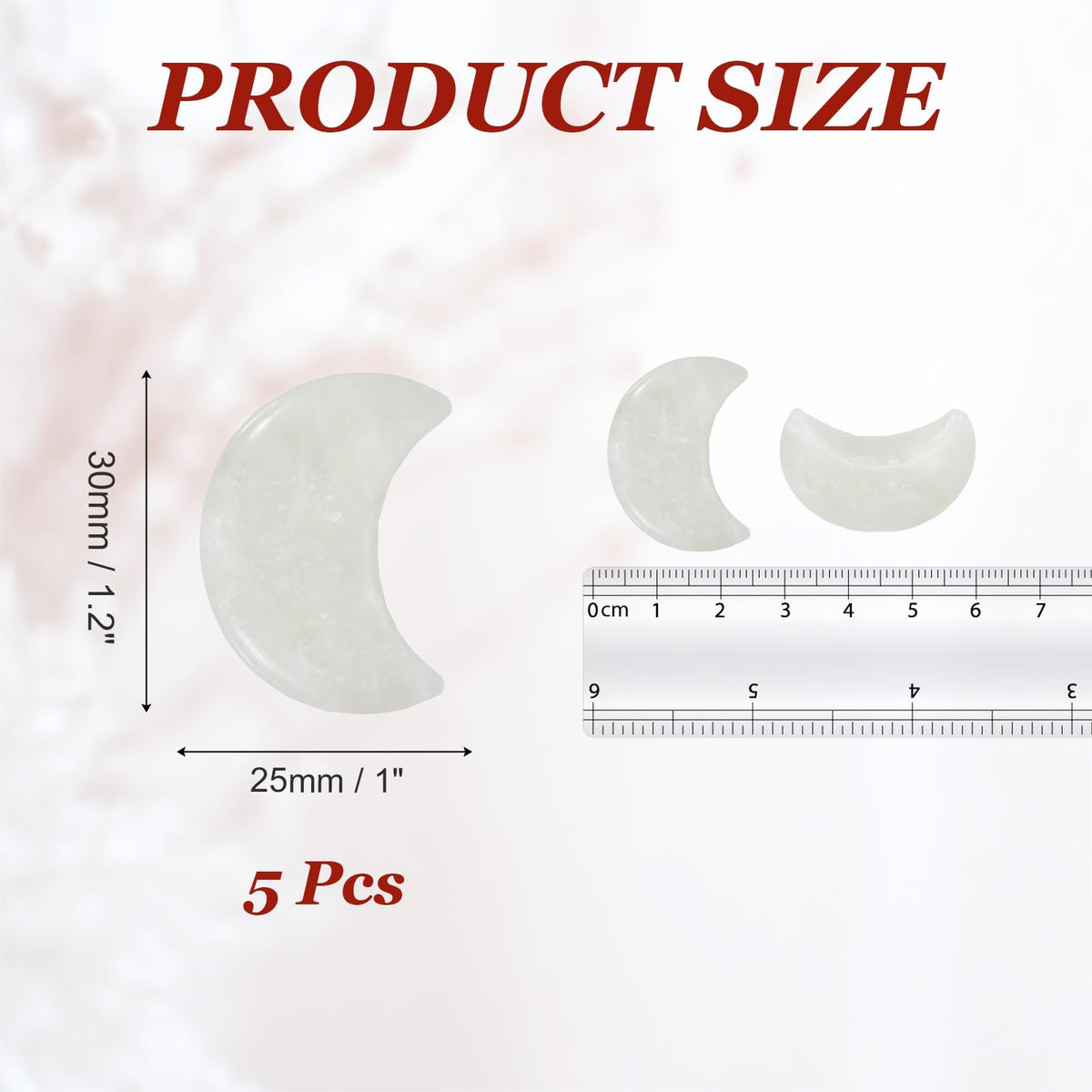 MECCANIXITY 5 Pcs Moon Crystal Worry Stone, 1.2 Inch Length Natural Serpentine Jade Moon Gemstone Bulk, Carved Pocket Stones for Meditation Balancing Pendant Decor