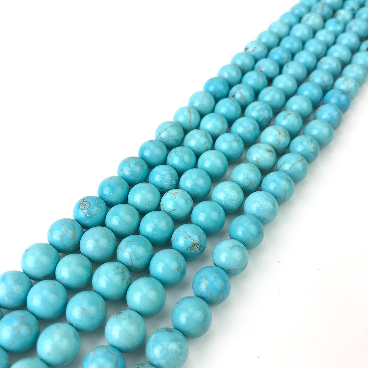 6mm Blue Turquoise Beads Round Gemstone Loose Beads for Jewelry Making (60-64pcs/strand)