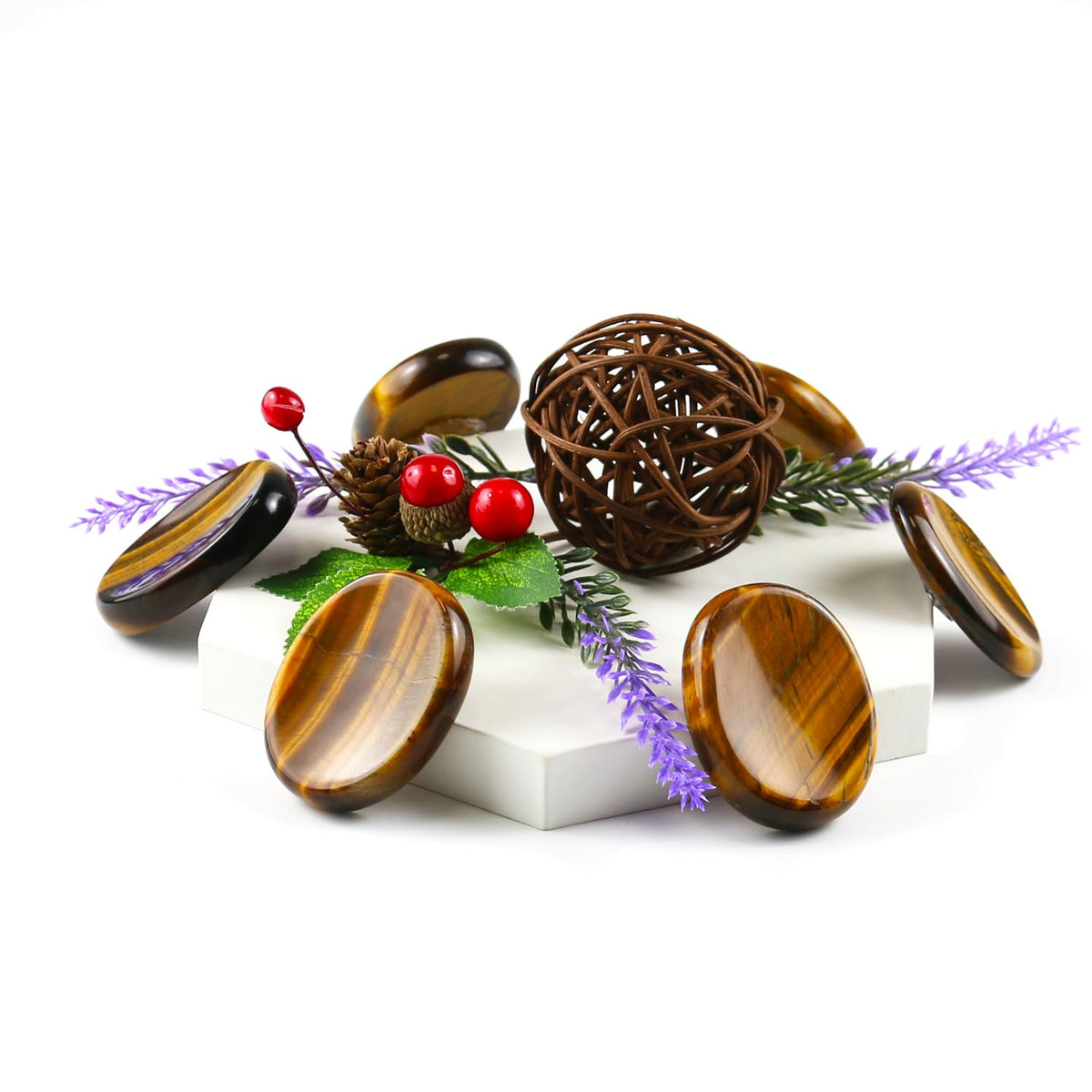 Namzi Tigers Eye Crystals Rock Worry Stones for Kids, Oval Palm Stone, Thumb Stone, Crystals and Healing Stones Quartz Bulk for Wicca, Reiki, Healing Energy, Chakra Stones, Witchcraft Supplies(1PCS)