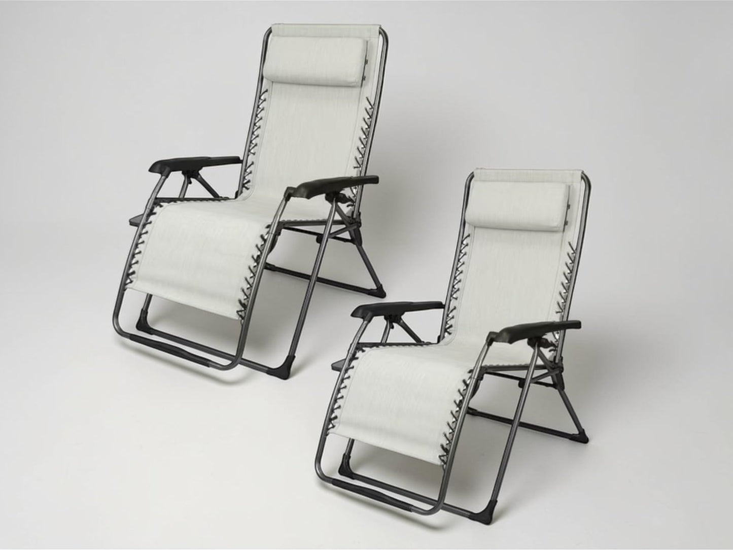 Member Mark Extra Large Anti-Gravity Chair, Folding Recliner with Headrest, Set of 2 (Cast Silver)