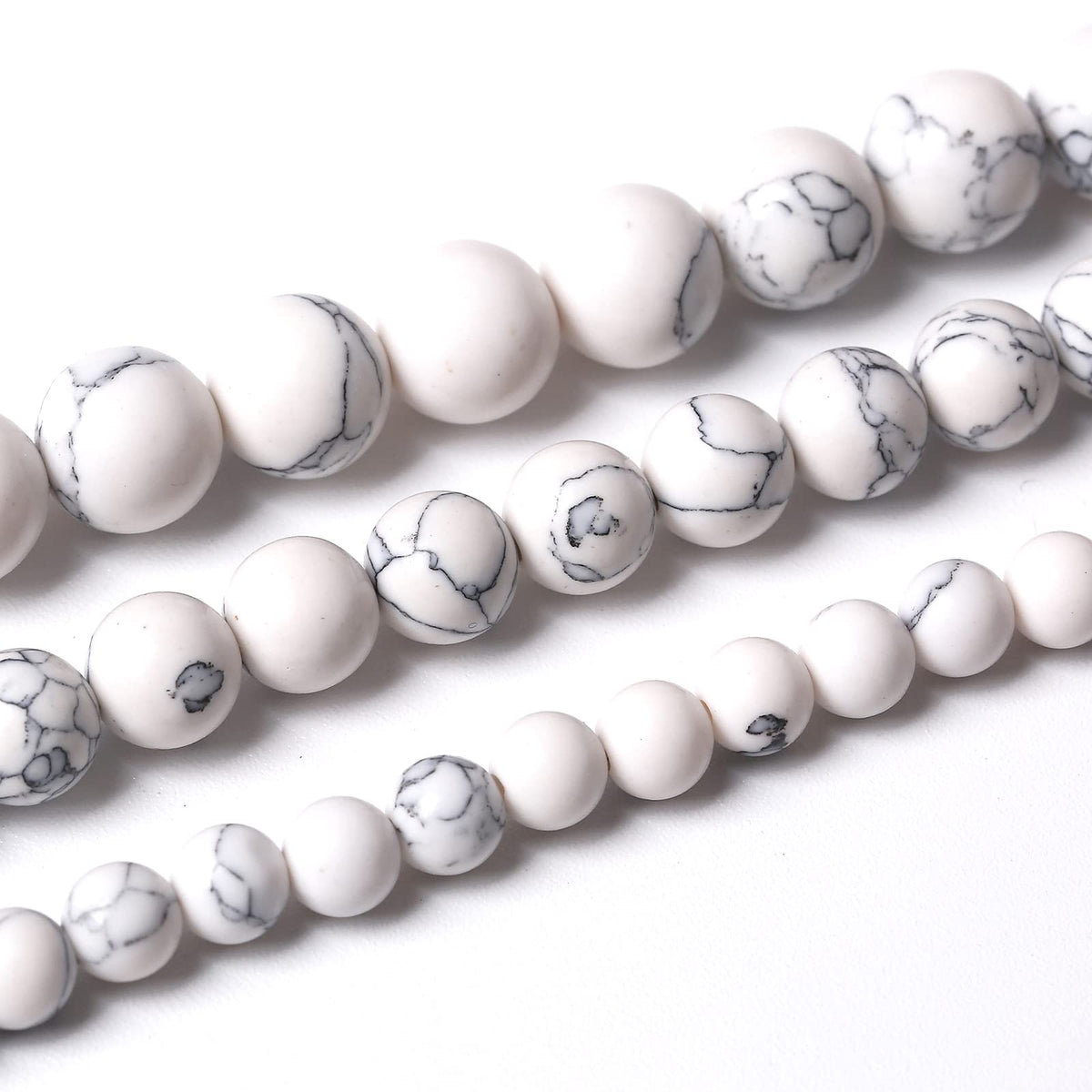 32PCS 12MM White Howlite Turquoises Round Loose Beads Natural Gemstone Beads for Jewelry Making DIY Bracelet Necklace 15"