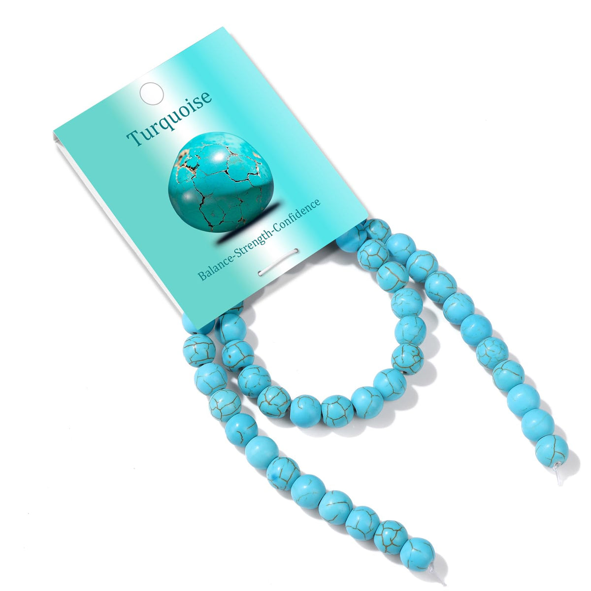 Risyfjew 50PCS 8mm Natural Turquoise Beads Gemstone Round Loose Beads for Jewelry Making Chakra Crystal Stone Beads for Bracelets Necklace Earrings Making Supplies (50pcs/Strand)