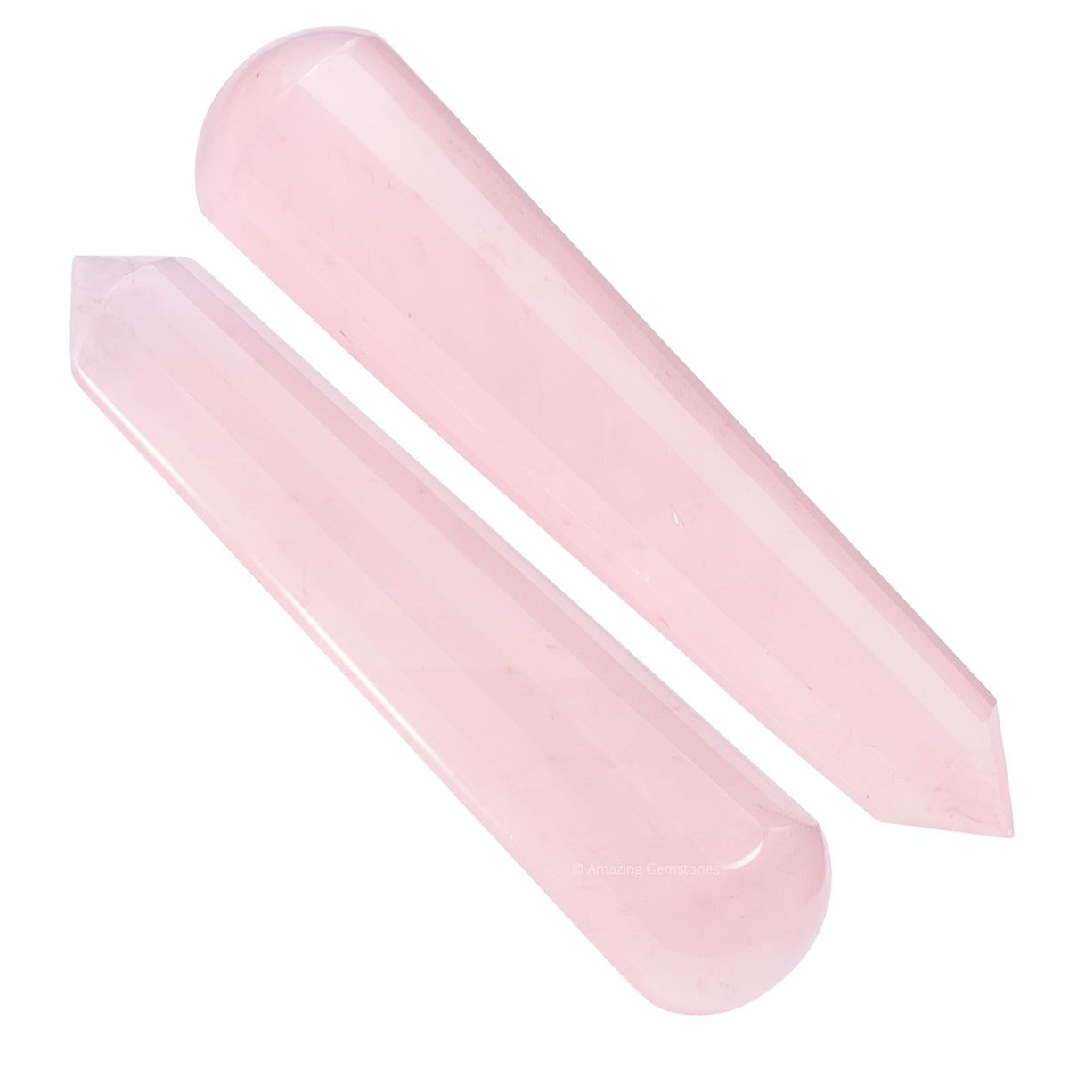 Amazing Gemstone Rose Quartz Crystal Wand Massage Stick - Pelvic Wand Gua Sha for Adults - Crystals and Healing Stones Massage Wands for Adults Gifts (Pointed)