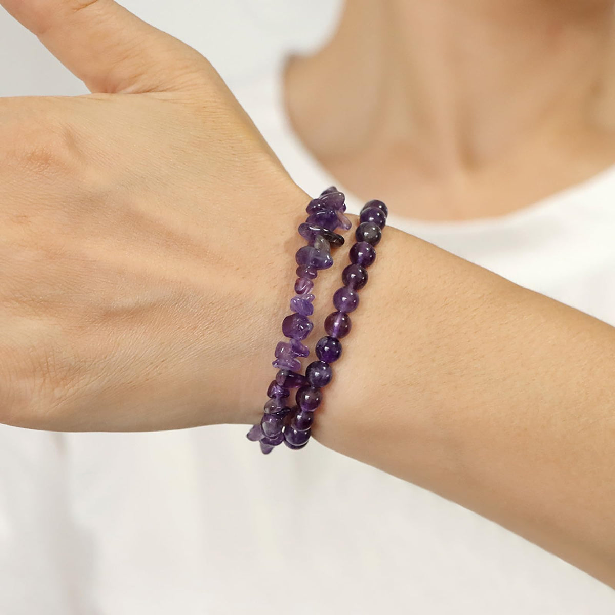 Lit Wall 2Pcs Strawberry Quartz Bracelet for Women 6mm Handmade Adjustable Beaded Gemstone Healing Crystal Bracelet Strawberry Quartz Jewelry for Women Men