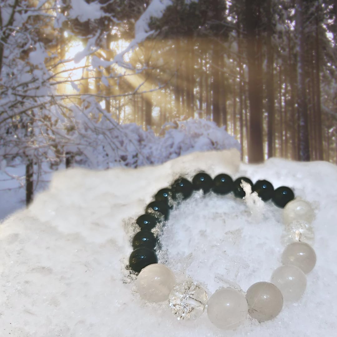 Handmade Jewelry: Crystal Bracelets for Women with Natural Gemstones - Boho Gifts by IMEL Studio (Forest Snowflake Harmony for healing and tranquility)