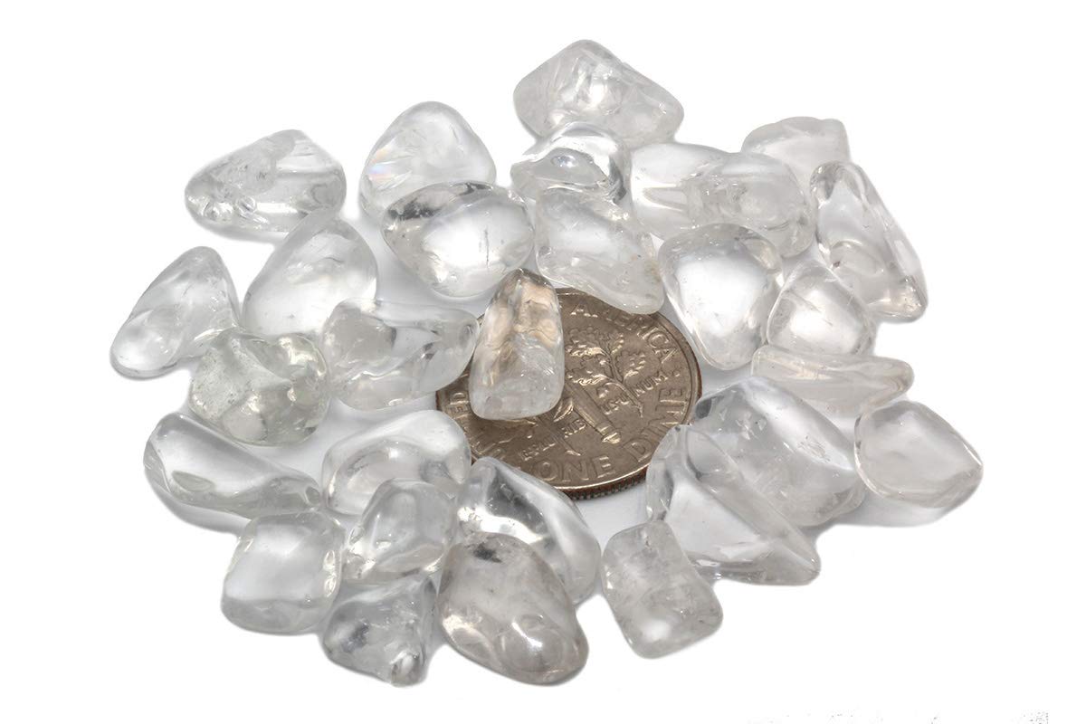 ZenQ 1 lb Clear Quartz Tumbled Stone Chips Crushed Natural Crystal Quartz Pieces