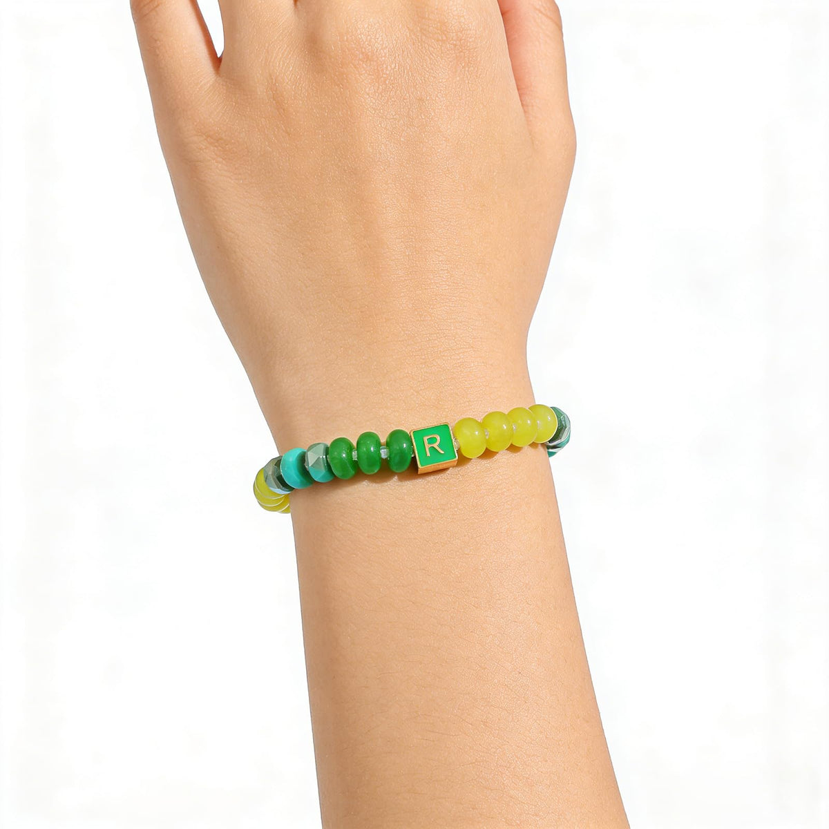 SLYAIH Colorful Beaded Initial Bracelets for Women Boho Crystal Beaded Elastic Stretch Bracelet A-Z Letter Bracelet Handmade Jewelry Gifts for Women