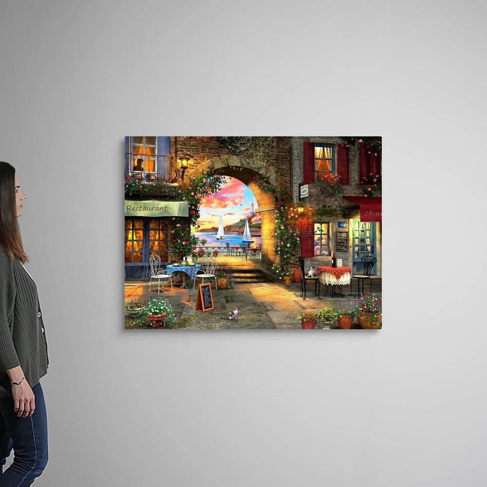 CANVAS ON DEMAND Mediterranean Evening Canvas Wall Art Print by Dominic Davison, Home Decor, Cat, Design Europe, Artwork,48" x36in