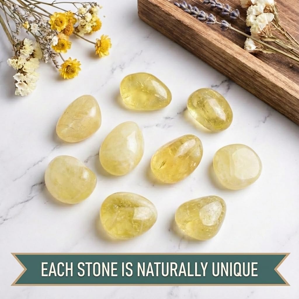 Super Large Polished Citrine Healing Crystal Stones - 2 Pcs of 1.2" Worry Stone for Anxiety, Pocket Palm Gemstones Handpicked Natural Tumbled Rocks for Meditation, Reiki, Chakra, Home Decor