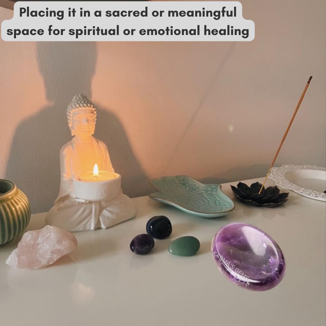 Amethyst - Rubbing Natural Thumb Worry Stone - Hold in Your Hand for Relaxation or Anxiety Relief - Enhance Meditation, Aid in Healing the Mind, Body and Spirit