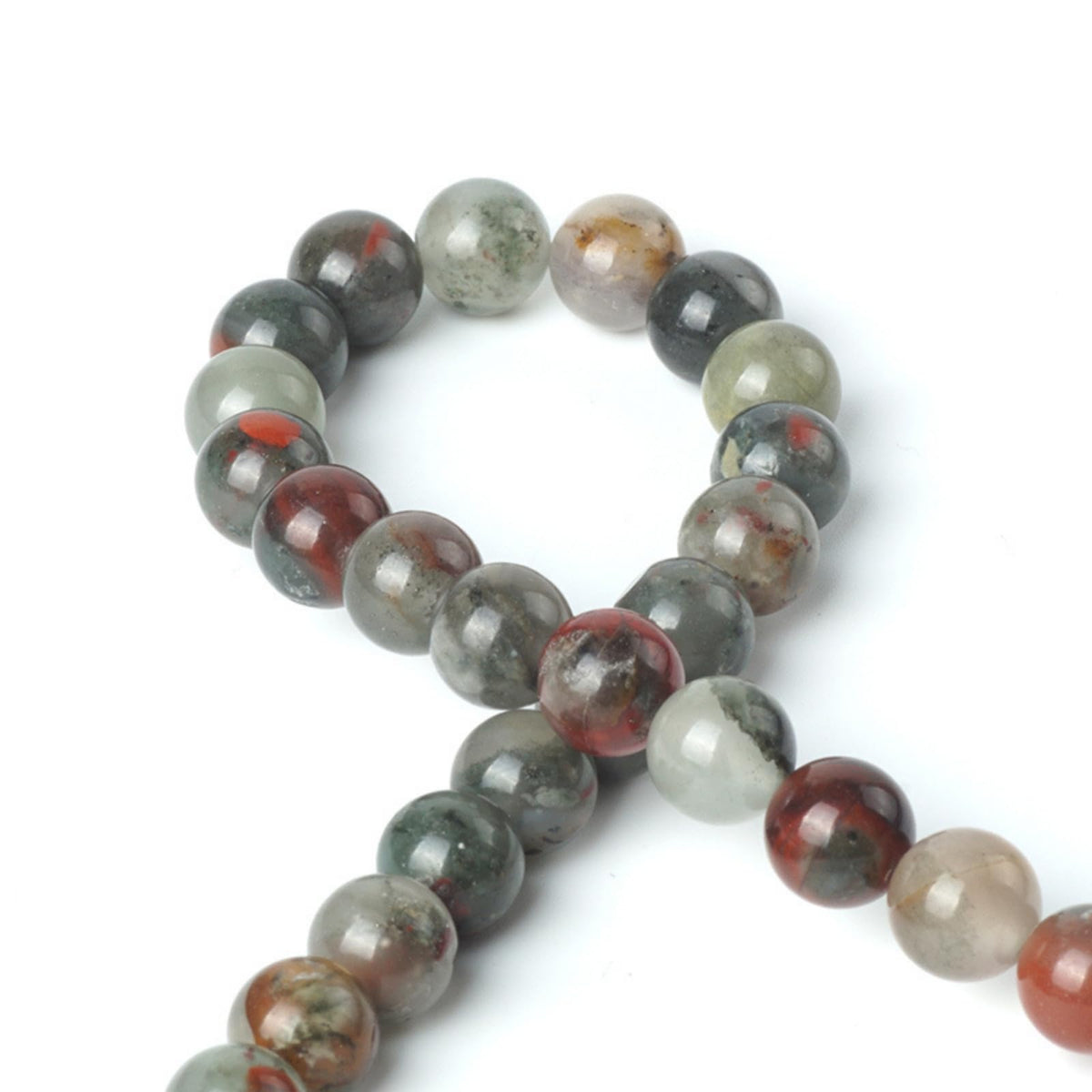 100Pcs Natural Stone 6mm African Blood Stone Round Loose Gemstone Energy Healing Beads Hole Size 1mm DIY Smooth Beads for Bracelet Necklace Earrings Jewelry Making