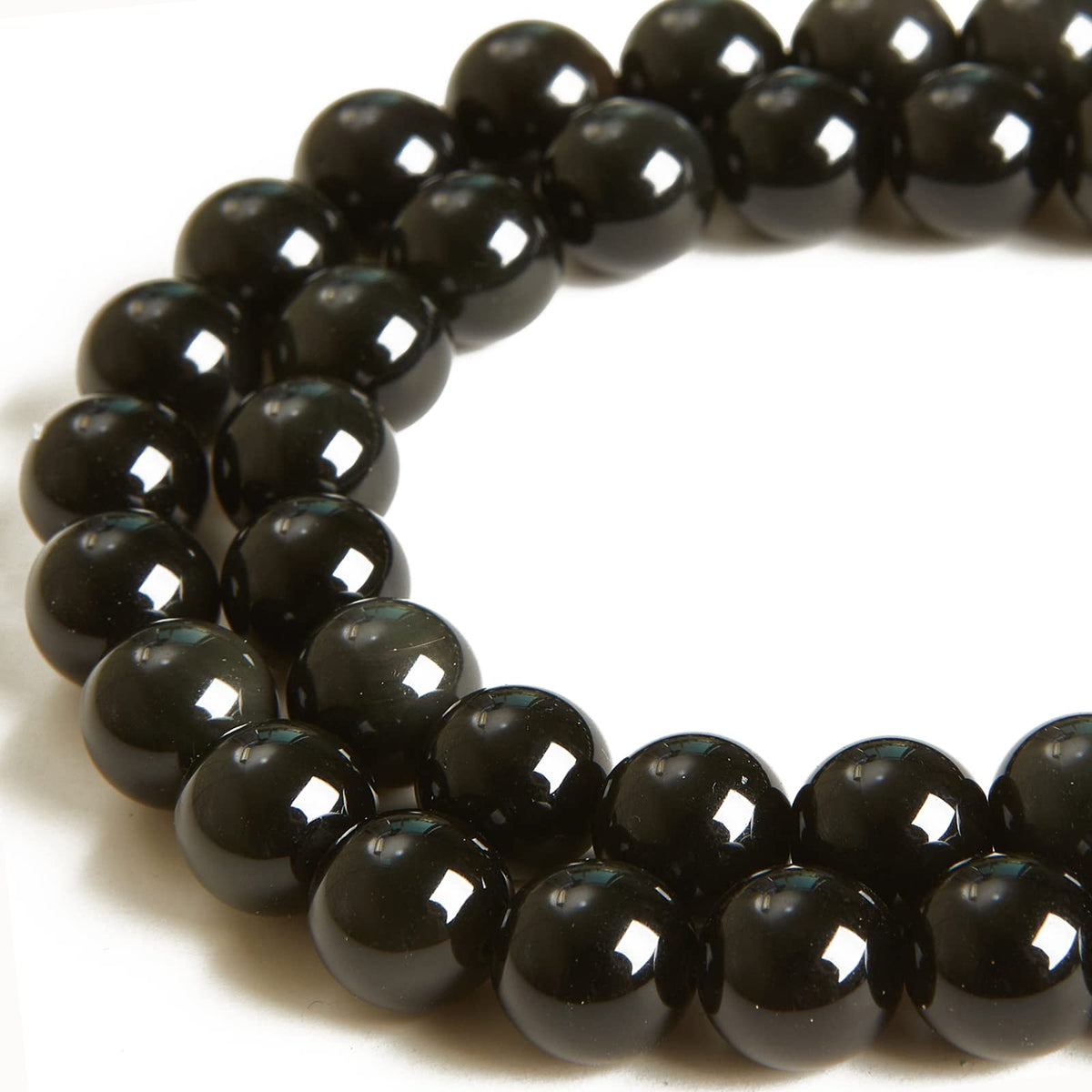 45pcs 8mm Natural Black Obsidian Beads Gemstone Beads Round Loose Beads for Jewelry Making