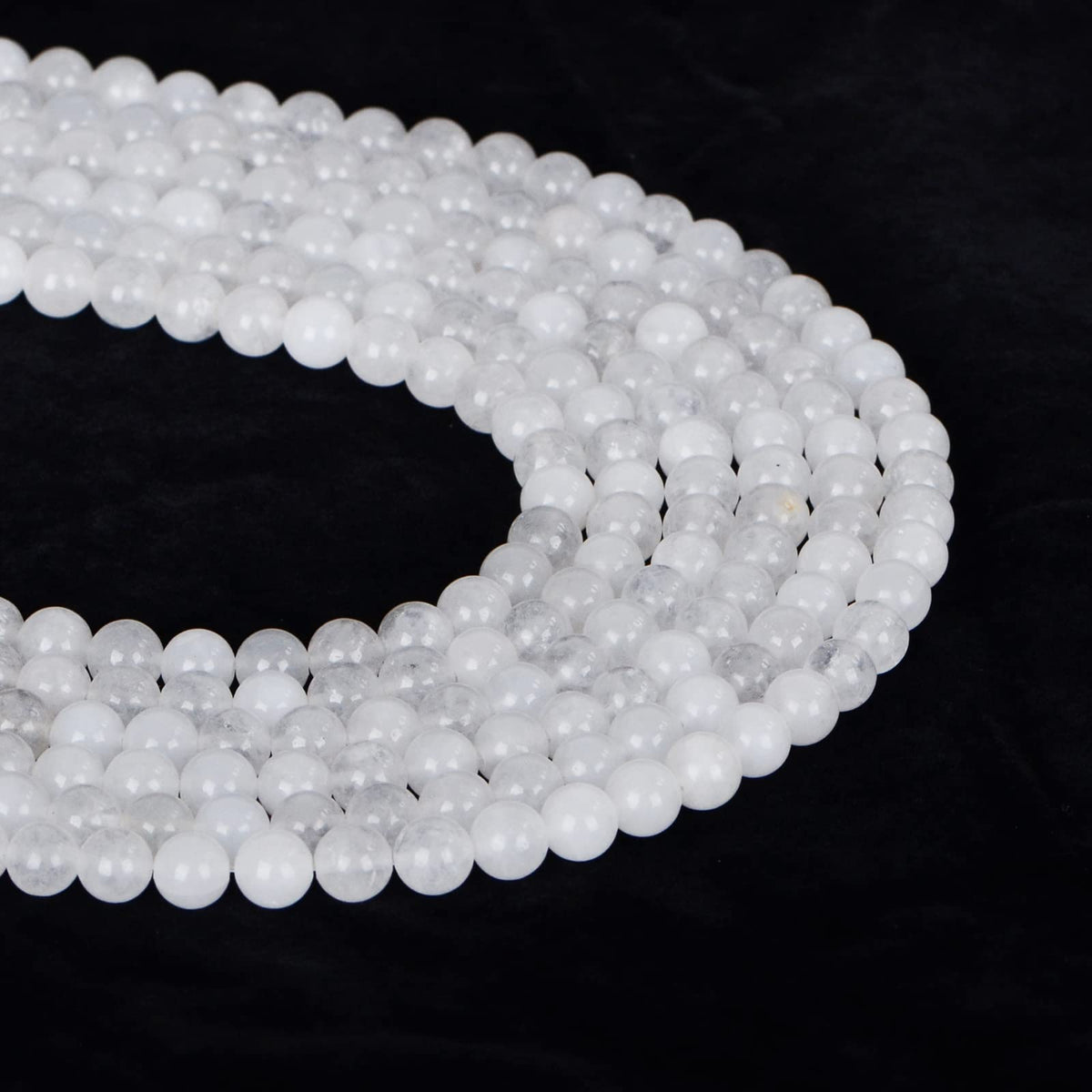 ICAI Beads（White Jade） Natural Stone Gemstone Round Loose Beads Crystal Energy Stone Healing Power for Jewelry Making DIY,1 Strand 35-37pcs（10mm）