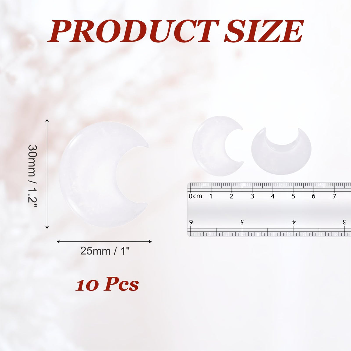 MECCANIXITY 10 Pcs Moon Crystal Worry Stone, 1.2 Inch Length Natural Clear Quartz Moon Gemstone Bulk, Carved Pocket Stones for Meditation Balancing Pendant Decor