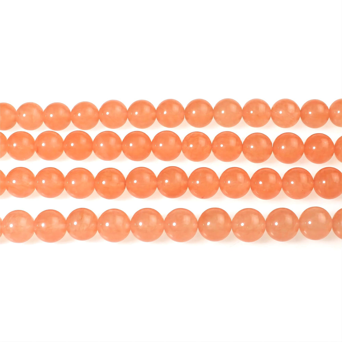 MJDCB Stone Beads 8mm 43pcs Round Light Orange Jade Loose Gemstone Bead Charms for Jewelry Making Bracelet Necklace Earring Pendant