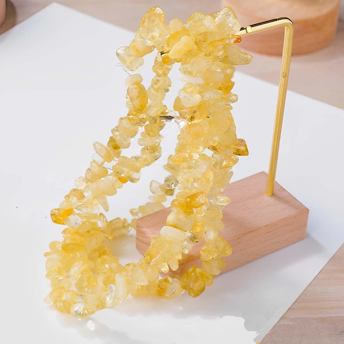 200pcs Natural Chip Stone Beads Gemstone Healing Crystal Loose Rocks Bead Irregular Glass Seed Charm Beads Drilled DIY for Jewelry Bracelet Necklace Earrings Making Crafting Supplies (Yellow, 5-8mm)