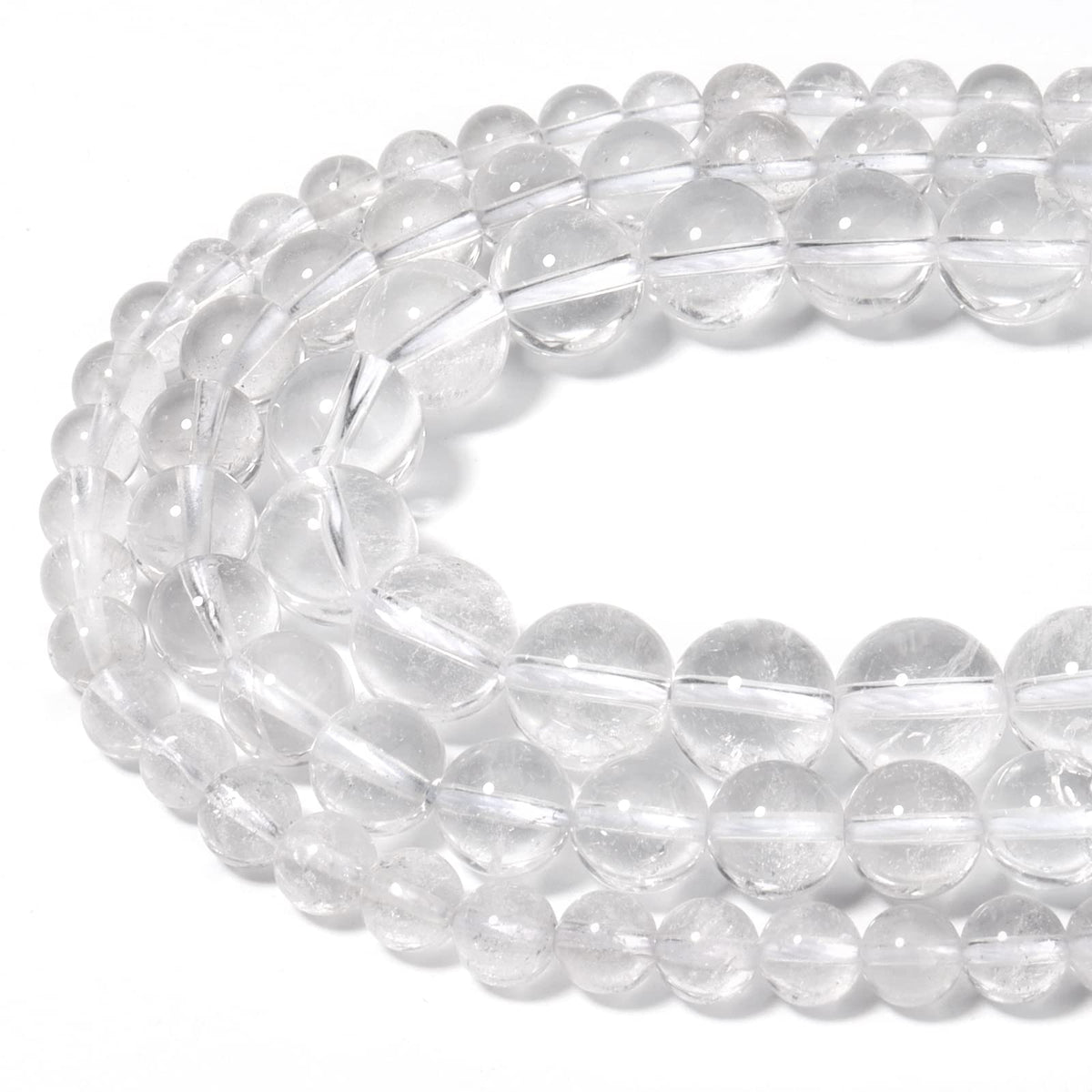 60pcs 6mm Natural Clear Quartz Crystal Gemstone Beads Energy Healing Crystal Round Loose Stone Beads for Jewelry Making, DIY Bracelets Necklaces