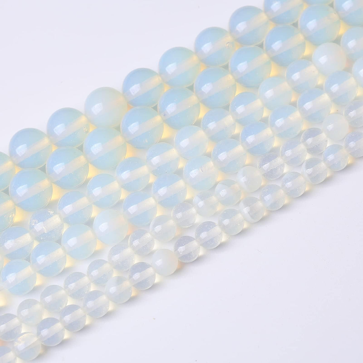 36PCS 10MM Natural White Opal Beads Round Loose Stone Beads for Jewelry Making DIY Energy Stone Healing Power Bracelet 15"