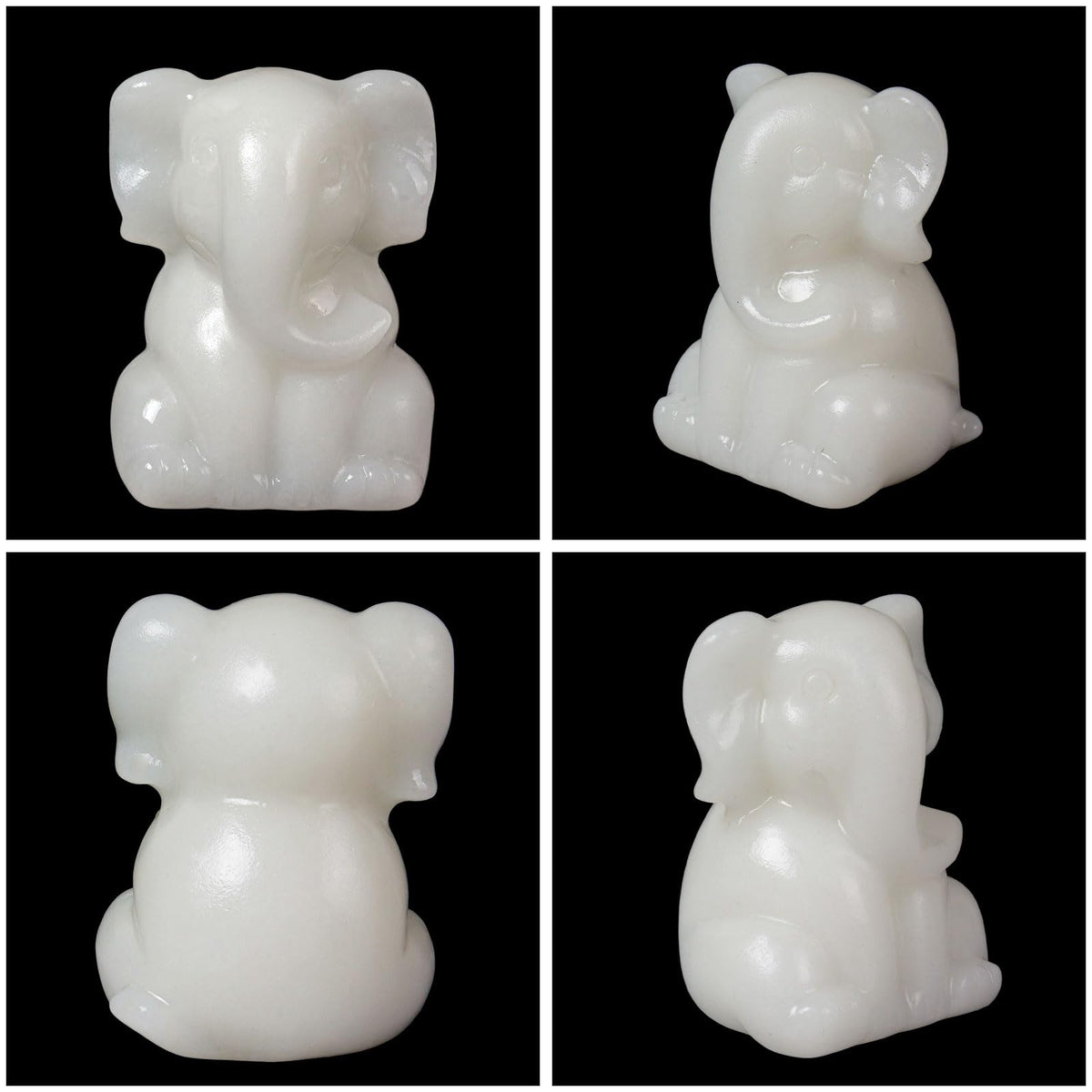 Ytbeoxk 2 Inch Crystal Elephant Decor Statues, White Jade Cute Sitting Elephant Figurines, Reiki Healing Crystal Carved Animal Statues, Home Office Desk Hand Carved Decor Gifts for Women