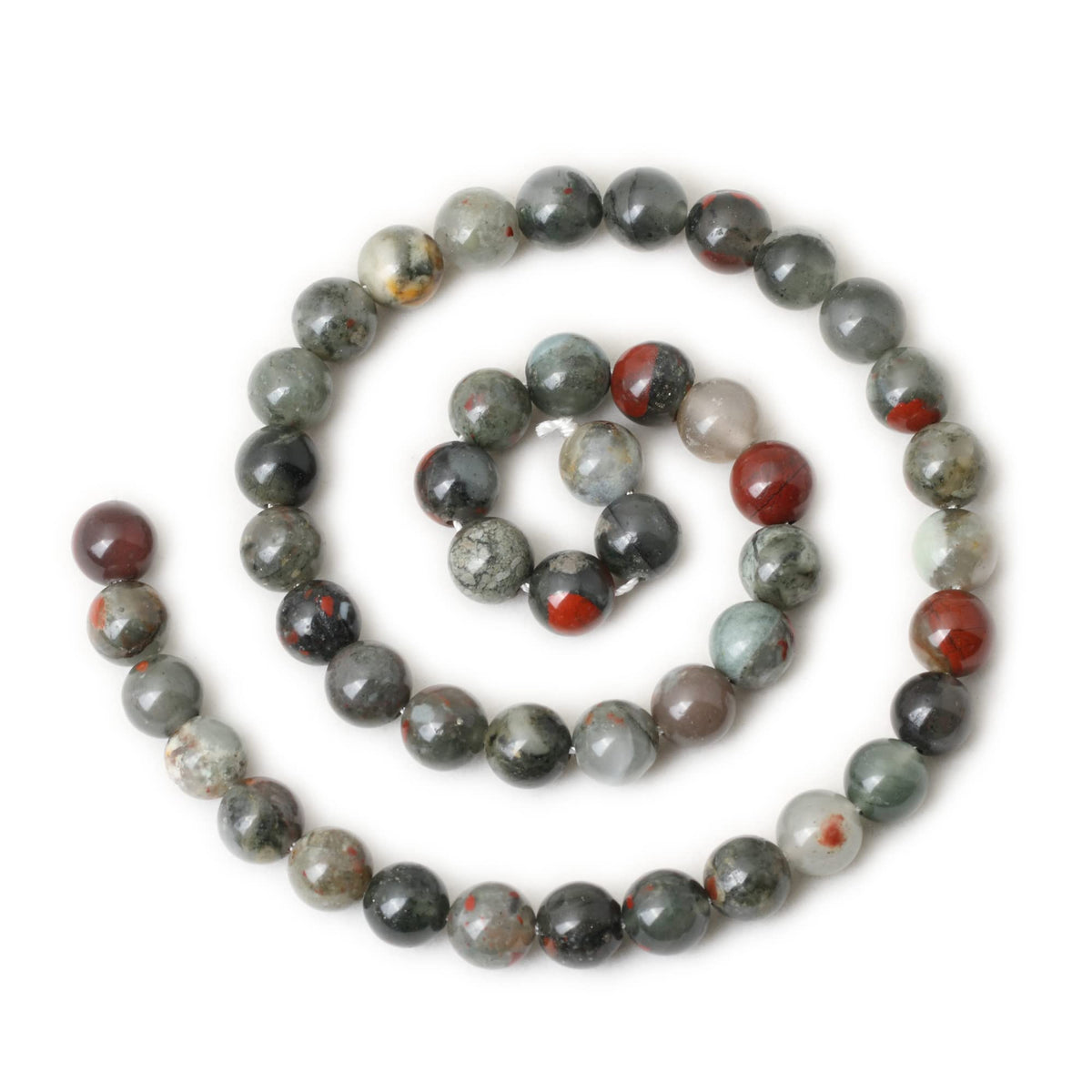 CHEAVIAN 45PCS 8mm Natural African Bloodstone Gemstone Smooth Surface Round Loose Beads for Jewelry Making 1 String 15 Inches