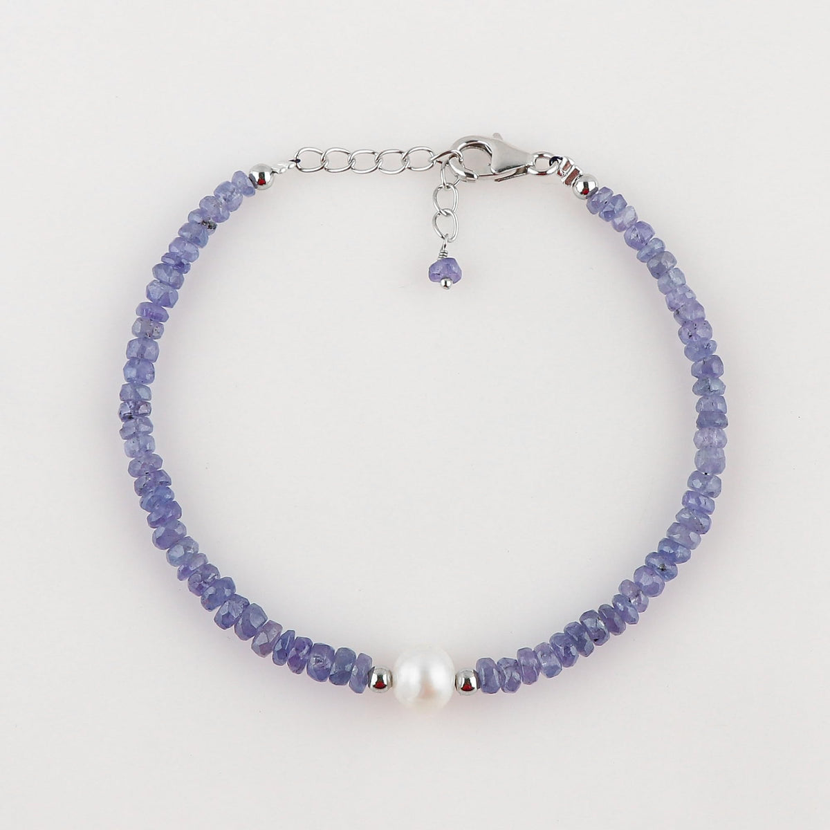 CRYSTALIS Natural Tanzanite And Freshwater Pearl Beaded Bracelet, Elegant Beads Crystal, Chakra Bracelet, Healing Bracelet, Gemstone Jewelry, 925 Sterling Silver 8 inch