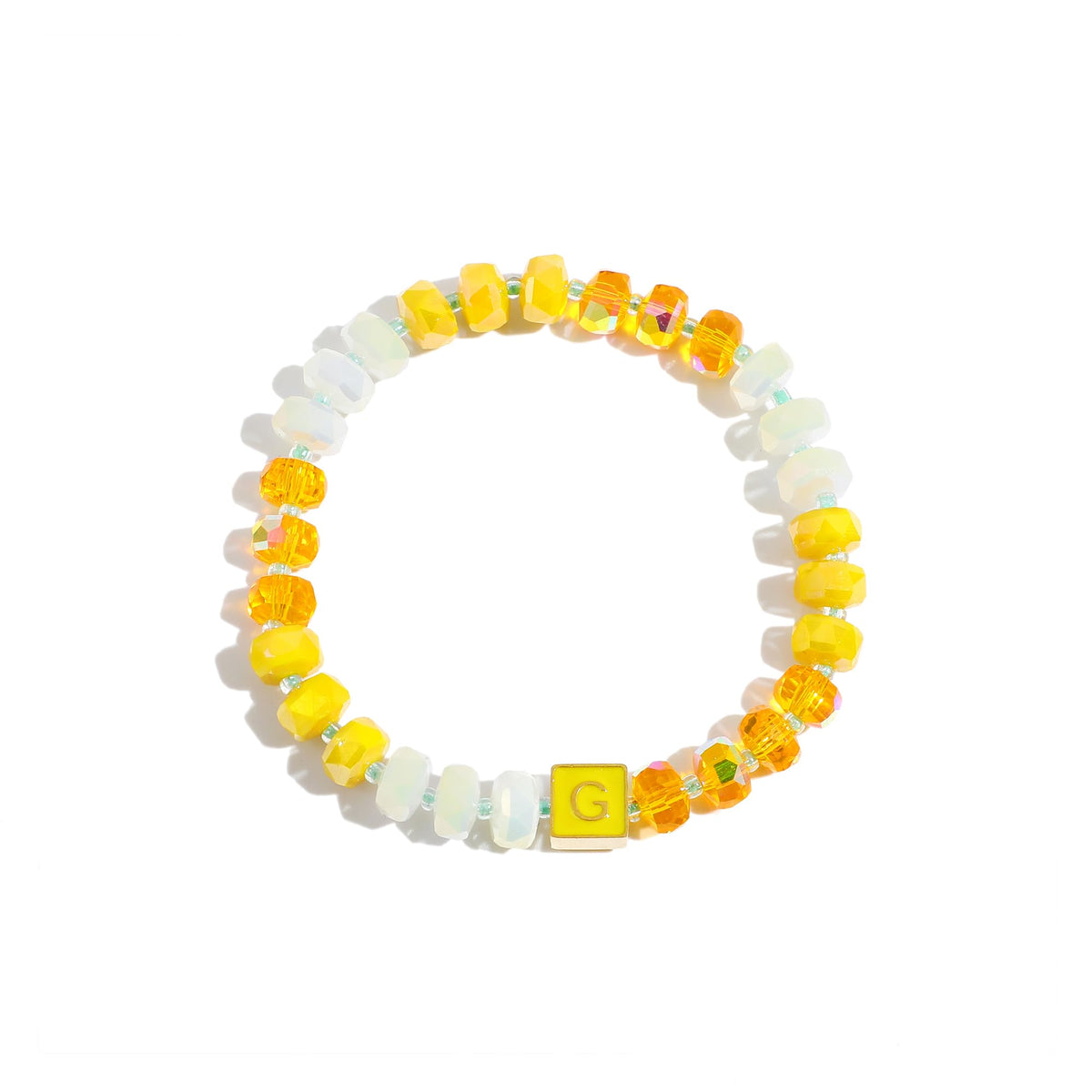 SLYAIH Colorful Beaded Initial Bracelets for Women Boho Crystal Beaded Elastic Stretch Bracelet A-Z Letter Bracelet Handmade Jewelry Gifts for Women
