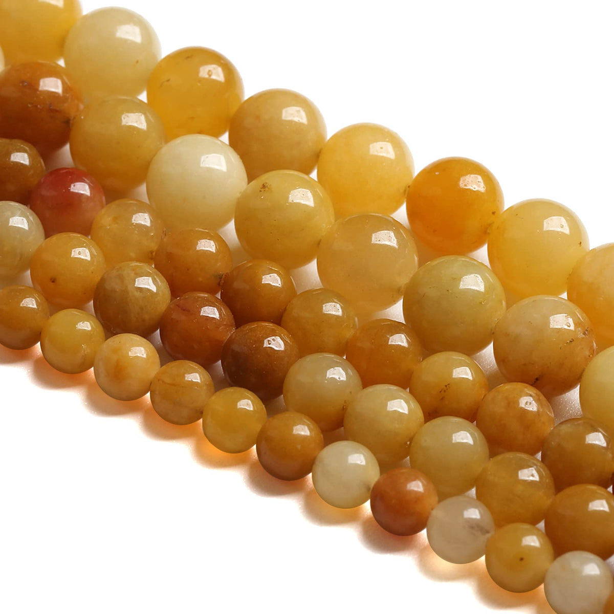 12MM 32PCS Natural Stone Yellow Jade Loose Beads for Jewelry Making DIY Bracelet 1 Strand