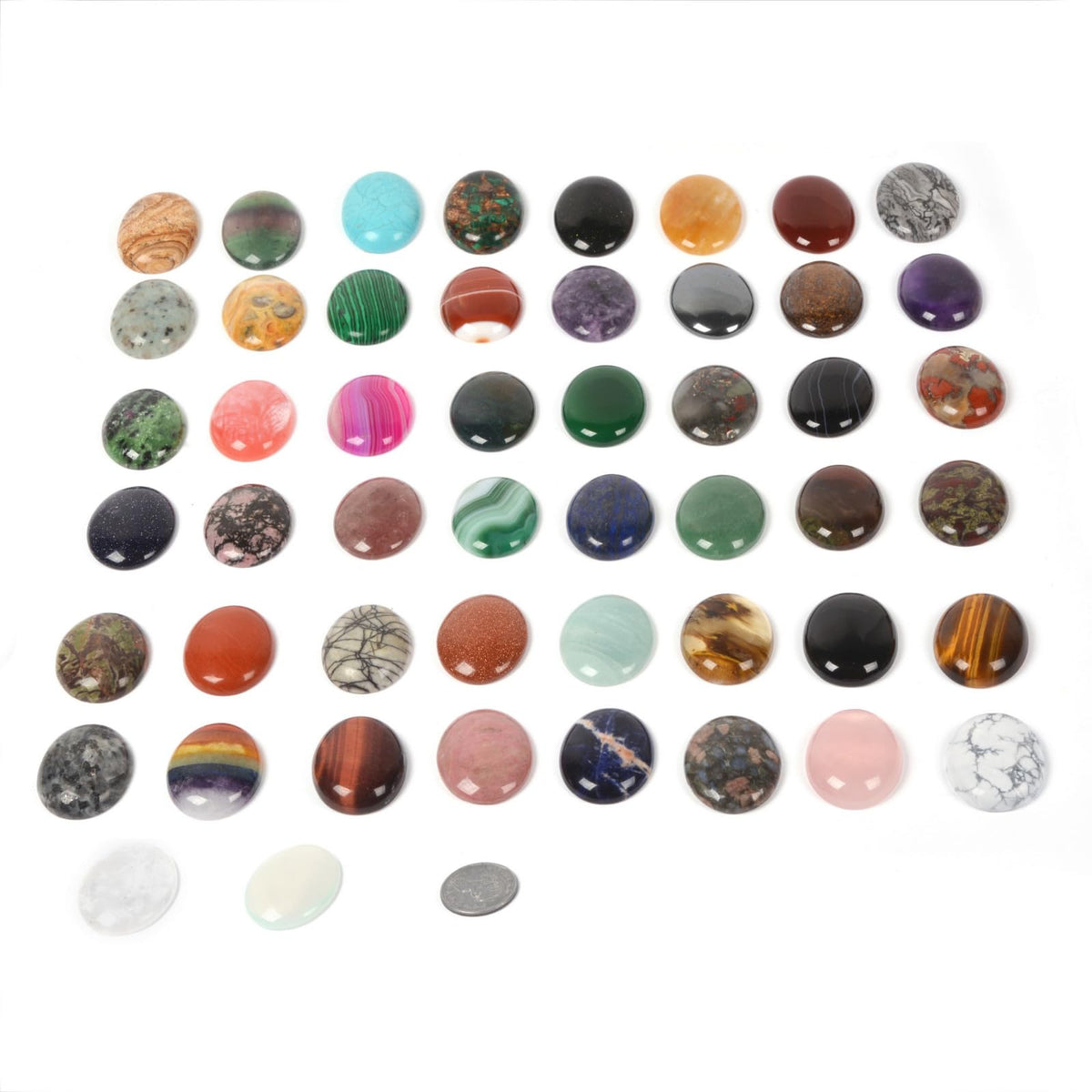 24pcs Assorted Gemstone 40mm Oval Cab Cabochon Flatback Gemstone Jewelry Accessories For Jewelry DIY Making