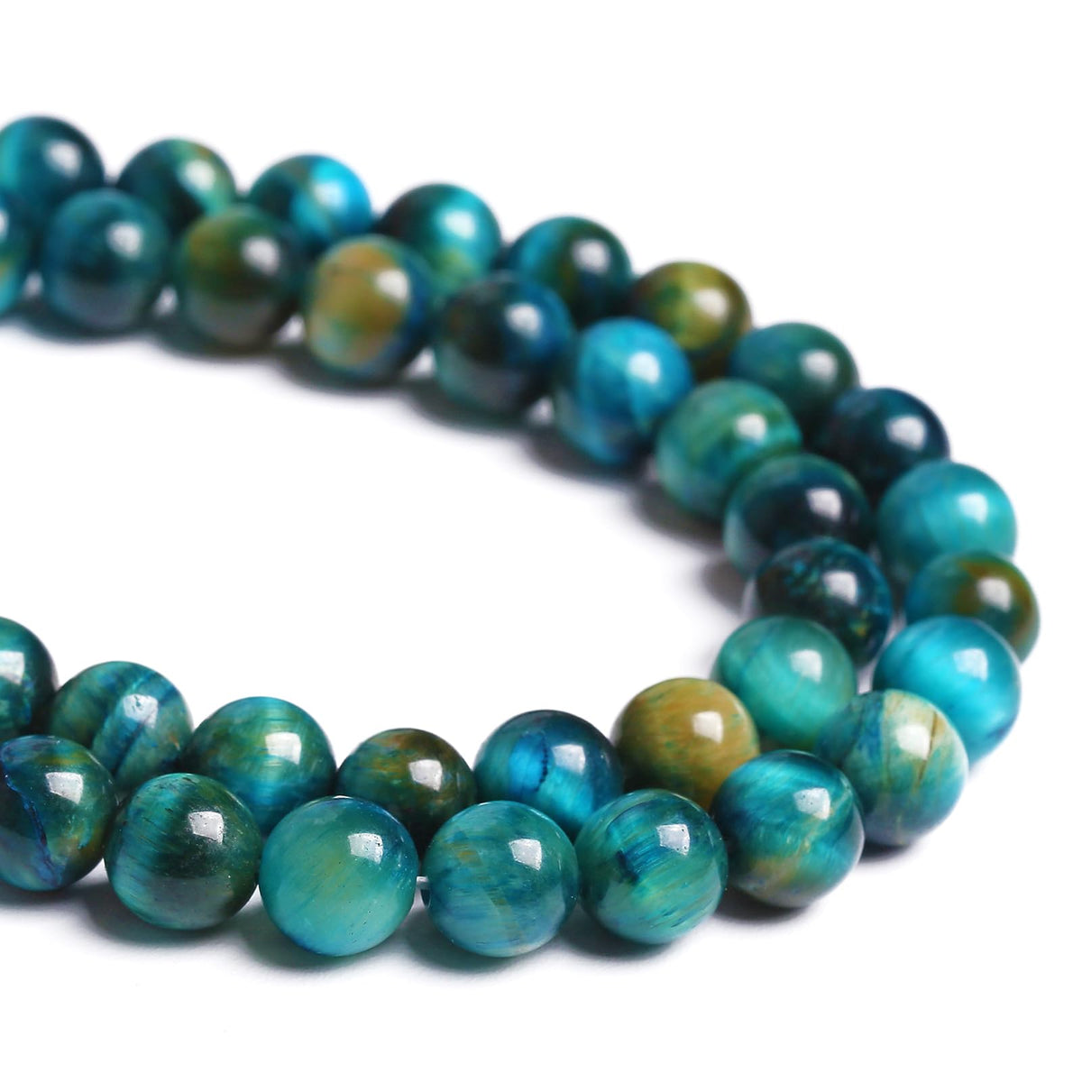 8mm 45PCS Peacock Blue Tiger Eye Stone Beads Natural Crystal Spacer Loose Beads for Jewelry Making DIY Bracelet Semi Precious 1 Strand 15 inches