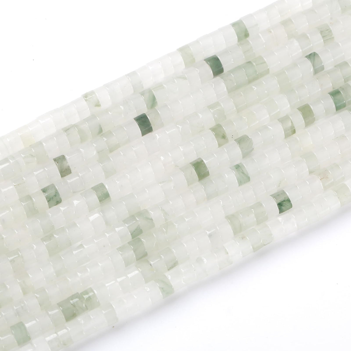 150pcs 2x4mm Natural Green Ice Jades Stone Tube Shape Beads Loose Flat Round Cylinder Flat Spacer Green Stone Beads for Bracelet Earrings Jewelry Making